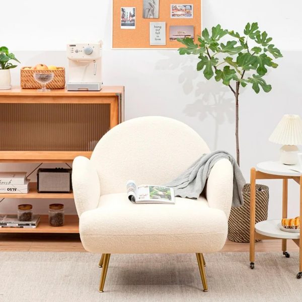 XINMICS White Accent Chair Reading Sofa for Living Room Bedroom - immagine 2