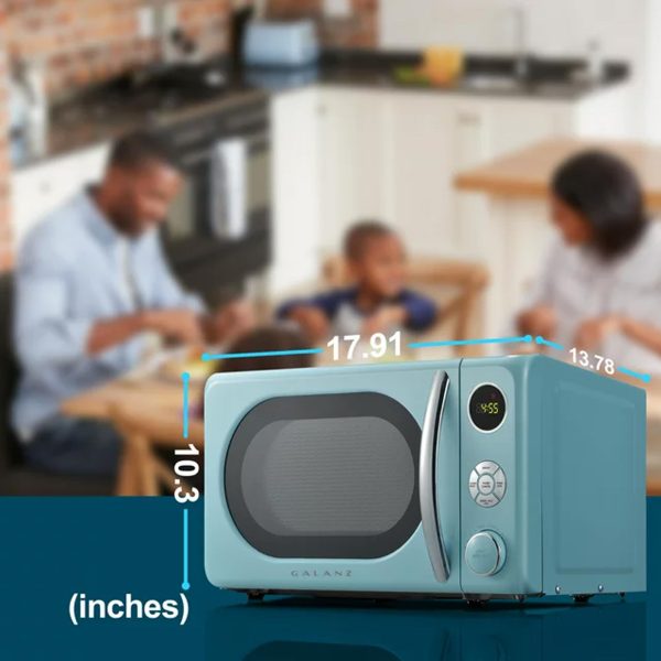 Galanz 0.7 Cu ft Retro Countertop Microwave Oven, 700 Watts, Blue, New - immagine 2