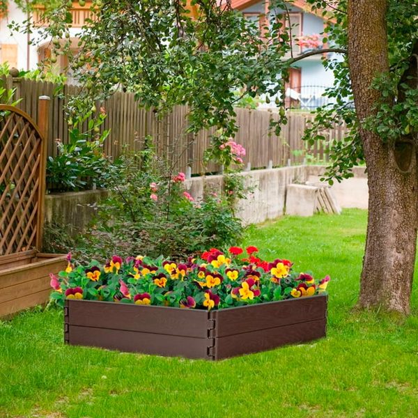 Costway Raised Garden Bed Set for Vegetable Flower Gardening Planter Brown - immagine 2