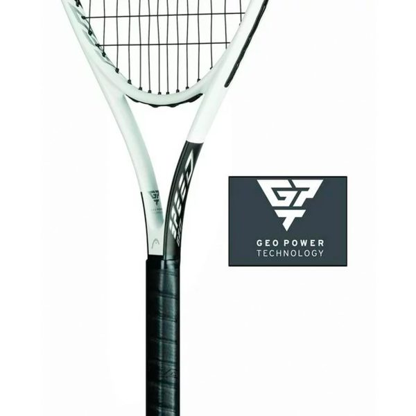 Geo Speed Adult Tennis Racquet, Pre-Strung, Black_White, 10.4 oz. Weight, 105 Sq. in. Racquet Head Size - immagine 2