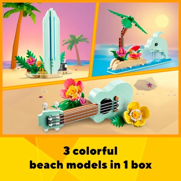 LEGO Creator 3 in 1 Tropical Ukulele Instrument Toy, Transforms from Ukulele to Surfboard Toy to Dolphin Toy - immagine 2