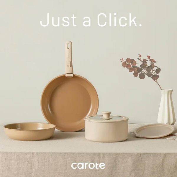 CAROTE 6pcs Pots and Pans Set, Ceramic Cookware Set Detachable Handle - immagine 2