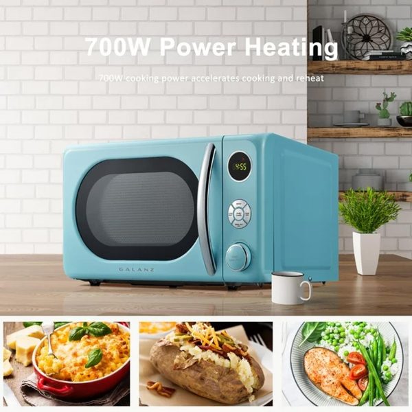 Galanz 0.7 Cu ft Retro Countertop Microwave Oven, 700 Watts, Blue, New - immagine 3