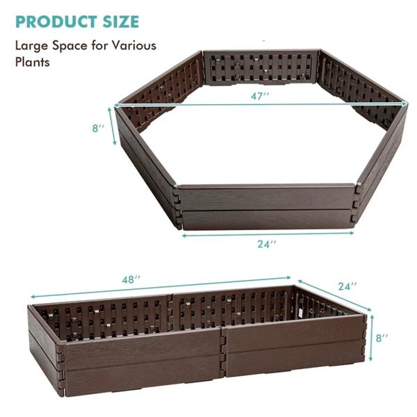 Costway Raised Garden Bed Set for Vegetable Flower Gardening Planter Brown - immagine 3