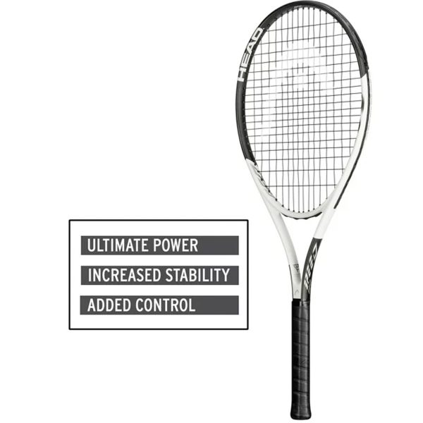 Geo Speed Adult Tennis Racquet, Pre-Strung, Black_White, 10.4 oz. Weight, 105 Sq. in. Racquet Head Size - immagine 3