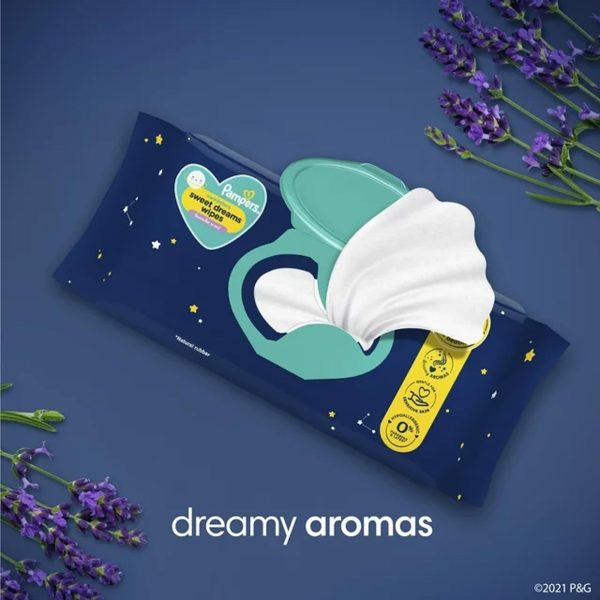 Pampers Sweet Dreams Nighttime Lavender Baby Wipes 3X Flip-Top Packs 168ct - immagine 3