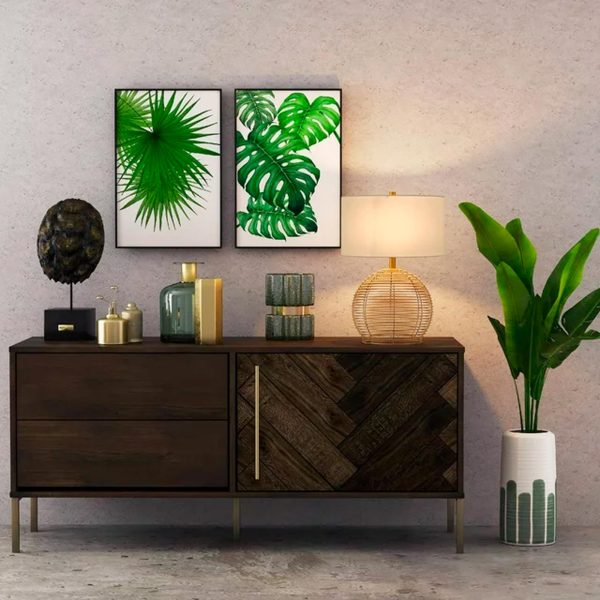 Evelyn&Zoe 21_ Coastal Rattan Table Lamp with White Drum Linen Shade - immagine 3