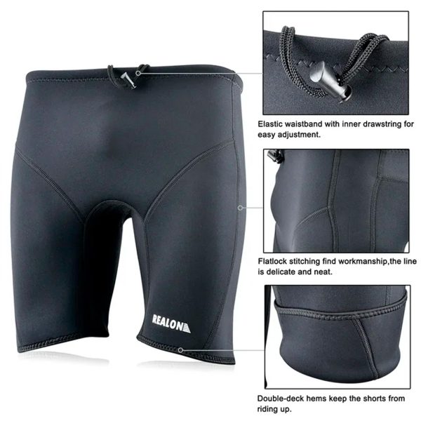 Wetsuit Shorts Neoprene Men 3mm Buoyancy Swim Pants Adult Sweat Wet Suit Trunks Jammers Keep Warm for Swimming Surfing - immagine 3